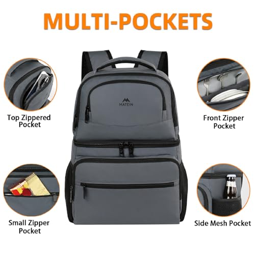 MATEIN Cooler Backpack, 26 Cans Insulated Lunch Backpack for Men Women, Leakproof Double Layer Lunch Cooler Bag Lightweigh...