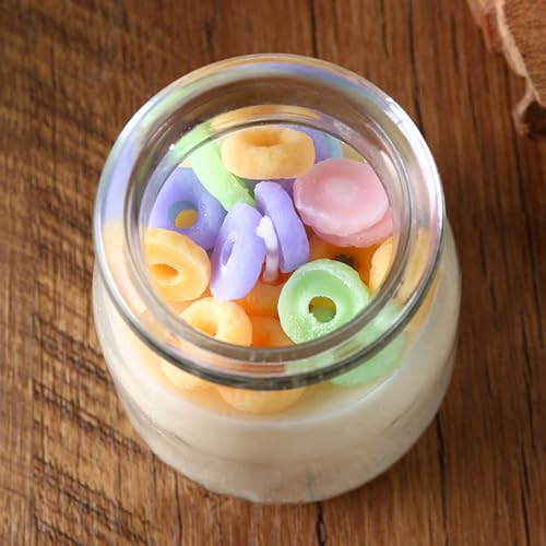 Pudding Cup Donut Shape Scented Candle Glass Jar,230G Perfume Floral Soy Wax Aesthetic Decorative Aroma Candle for Wedding...