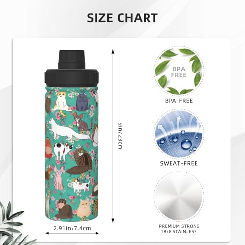 Cat Gifts Cat Water Bottle 18 Oz Stainless Steel Stainless Steel Vacuum Insulated Bottle Leak Proof Cup For Hot Or Cold Dr...