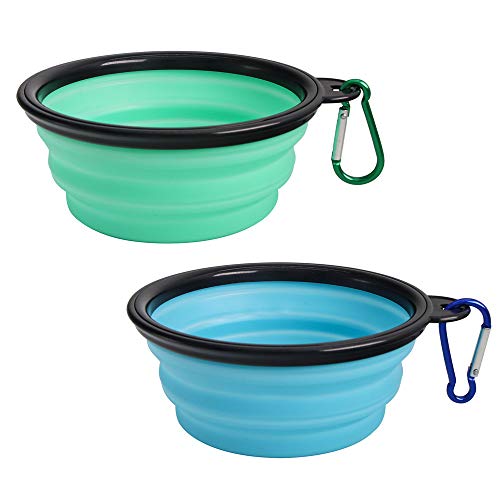 SLSON Collapsible Pet Bowl Dog Bowls 2 Pack, Portable Silicone Pet Feeder, Foldable Expandable for Dog/Cat Food Water Feed...