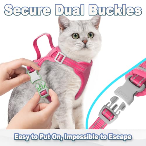 Cat Harness and Leash Set Escape Proof for Kitten Walking, Soft Adjustable Top Handle Vest Harnesses for Cats, Easy Contro...