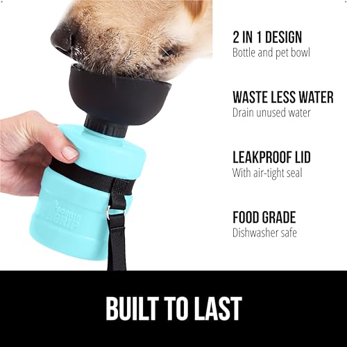 GORILLA GRIP Dog Water Bottle, Portable Water Bowl Dispenser for Dogs, 20 oz Leak Proof Pet Travel Squeeze Bottles Food Gr...