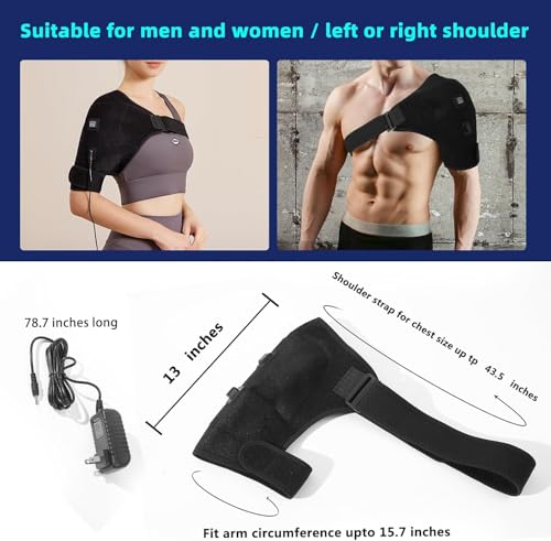 Shoulder Heating Pads for Pain Relief - Jade Stone Heated Shoulder Wrap with 3 Temperature Settings, Ideal for Rotator Cuf...