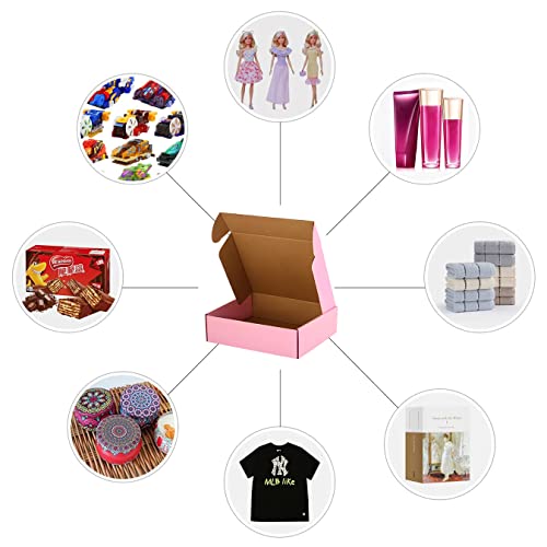 ICokin 11x9x3 Inch Pink Shipping Boxes Pack of 26, Corrugated Cardboard Mailer Box, Literature Mailer for Small Business (...