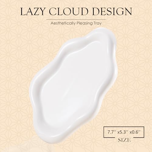 CCINPPY Ceramic Jewelry Tray Trinket Dish, Decorative Cloud Vanity Key Tray for Women, Ring Holder Dish, Cute Jewelry Plat...