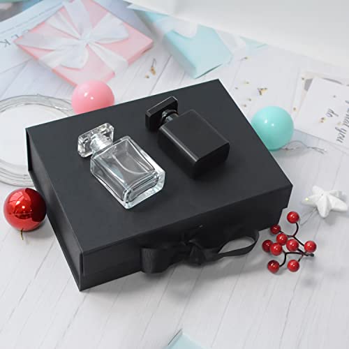 RUIFYRAY Black Luxury Magnetic Gift Box with Lid, Ribbons and Gift Bag, Medium Size-9.4x7x3 Inches, Great for Christmas, N...