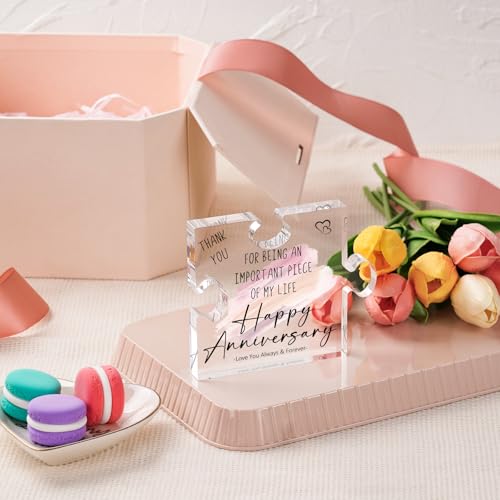 Happy Anniversary Puzzle-Shaped Plaque Gifts - Wedding Anniversary Presents for Wife, Her, Women - Romantic Anniversary Ce...