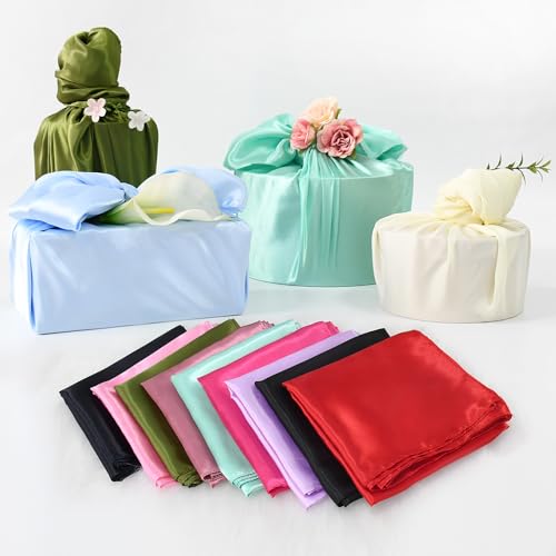 6 PCS/Set Minimalist Gift Wrapping Scarf - Multi-Color Satin Fabric Bundling Cloth for Stylish Present Packaging