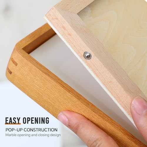 Zelvix Natural Teak Wood Picture Frame,Picture 3.5x5 with Mat or 4x6 Without Mat,Standing Desk Photo Frame 4 by 6,Plexigla...