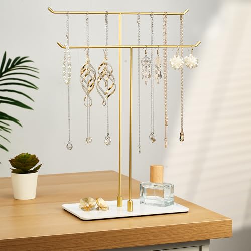 bussdis Necklace Stand Aesthetic Necklace Holder: Metal Necklace Organizer for Home Decor, Gold