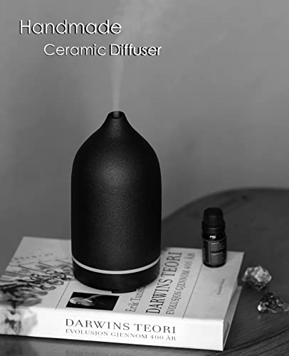 Essential Oil Diffuser,Handcrafted Ceramic Diffuser for Home,Ultrasonic Cool Mist Air Diffuser, 9 Colors Night Light with ...