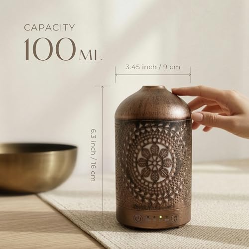 Earnest Living Essential Oil Diffuser Metal Diffuser 100 ml Timers Night Lights and Auto Off Function Home Office Humidifi...