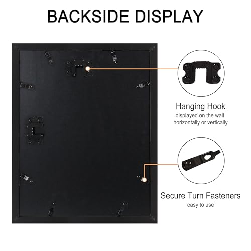 SZYUU 11x14 Picture Frame Set of 4, High Definition Real Glass, Display Pictures 8x10 with Mat or 11x14 Without Mat, Galle...
