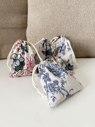 Autupy 20 Pack Floral Burlap Drawstring Bags Small Bags Packing Storage Linen Jewelry Pouches Sacks for Valentine's Day We...