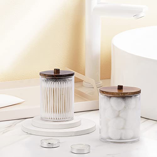 Tbestmax 4 Pack Qtip Holder Dispenser Cotton Ball, Cotton Swab, Floss - 12oz, 10 oz Clear Plastic Apothecary Jars for Bath...