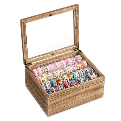 Bellaownia Bracelet Storage Box Holds Up to 150 Bangles, Bracelet Organizer with Clear Lid & Rods, Jewelry Display Case fo...