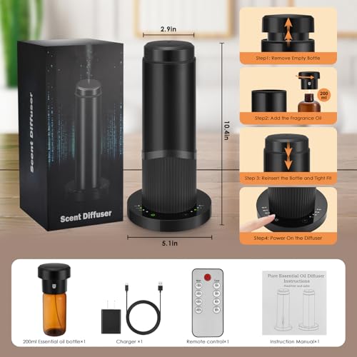 Waterless Scent Essential Oil Diffuser for Hotel,Whole House,Large Room, Office，Home，200ML Large Capacity, Covering 1500 S...