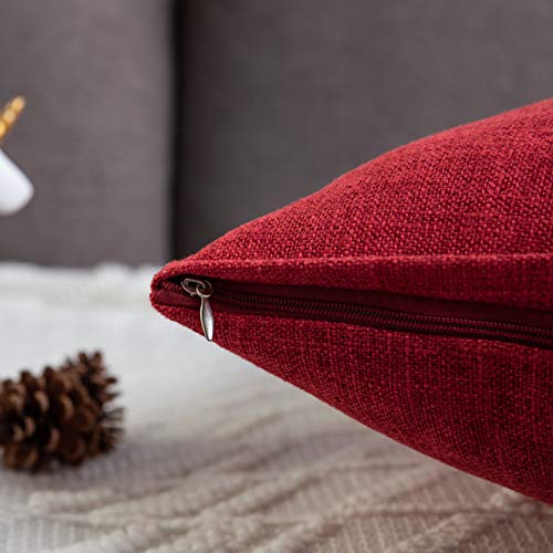Anickal Red Pillow Covers 20x20 inch for Christmas Day Decor Set of 2 Rustic Linen Holiday Decorative Square Throw Pillow ...