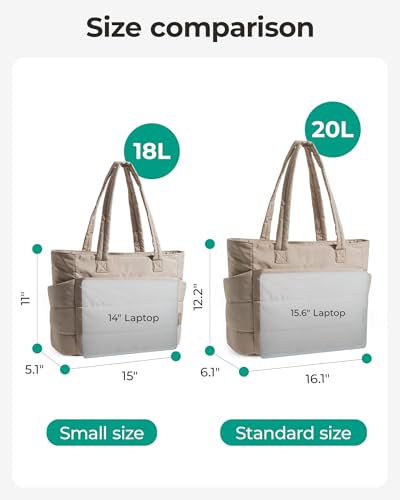 BAGSMART Tote Bag for Women, Lightweight Puffy Tote Bag with Compartments Shoulder Bag Handbag for Travel, Work, Gym | Lig...