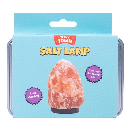 Fizz Creations Teeny Town Miniature Himalayan Salt Lamp – Battery-Operated LED Mood Light with Carry Case – Ideal for Desk...