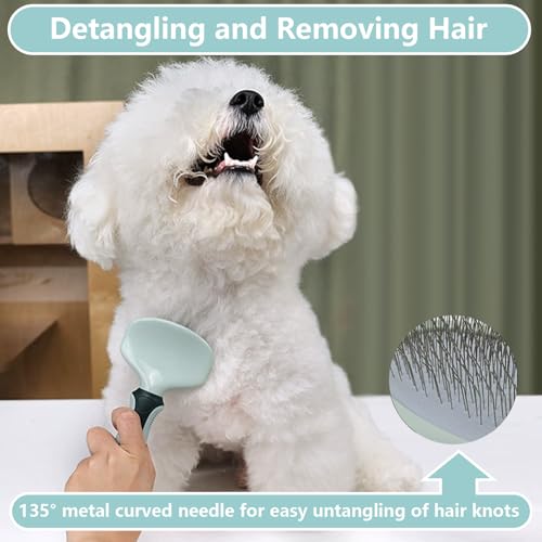 Grooming Brush Kit - 8 Pcs for Shedding & Matted Fur, Self-Cleaning with Flea Comb, Includes Indoor Microbrush, Cat Toothb...