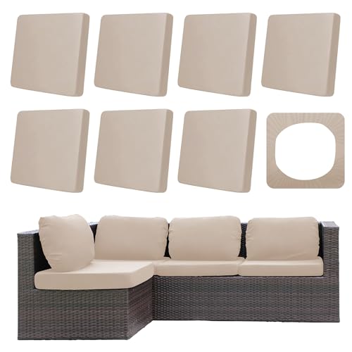 DREAHOTEXTIL 8Pcs Outdoor Cushion Covers, Patio Cushion Covers,Stretch Elastic Slipcovers, Replacement Washable & Reusable...