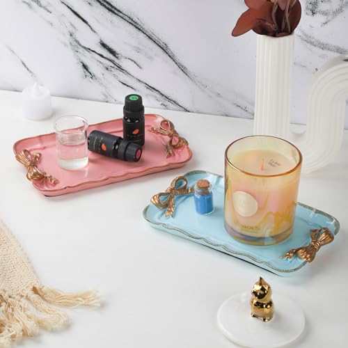 IBWell Resin Aesthetic Room Décor Pink Jewelry Tray Cute Home Decor Aesthetic Trays for Decor Girly Room Décor