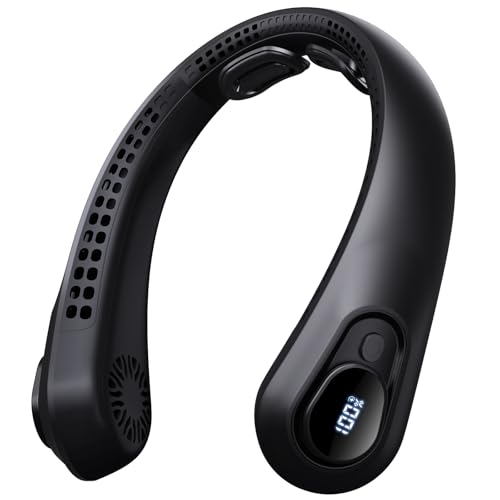 FYALLASO Portable Neck Fan Rechargeable - [with LED Display] 5 Speeds, 5000mAh Battery Operated Wearable Personal Cooling ...