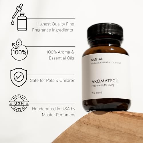AromaTech Santal Aroma Essential Oil Blend: Luxury Hotel Inspired Aromatherapy with Amber, Vanilla, Cedar & Sandalwood for...
