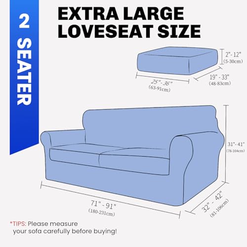 YEMYHOM Latest Checkered 3 Pieces Couch Covers for 2 Cushion Couch High Stretch Sofa Cover with 2 Extra Large Seat Cushion...