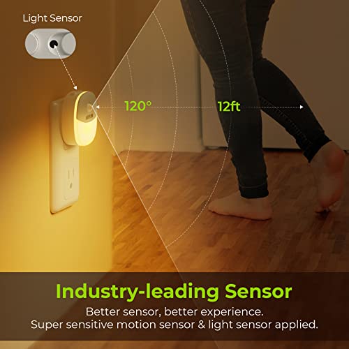 AUVON Plug in Night Light with Motion Sensor and Dusk to Dawn Sensor, Mini Warm White LED Nightlight with 1-50 lm Adjustab...