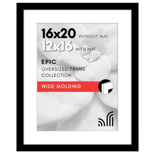 Americanflat 16x20 Picture Frame with Polished Plexiglass - Use as 12x16 Frame with Mat or Display 16x20 Photo Without Mat...