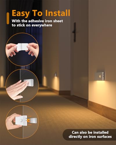 WILLED Motion Sensor Night Light, Rechargeable Stair Lights Indoor, Warm White Motion Sensor Light Indoor, Battery Operate...