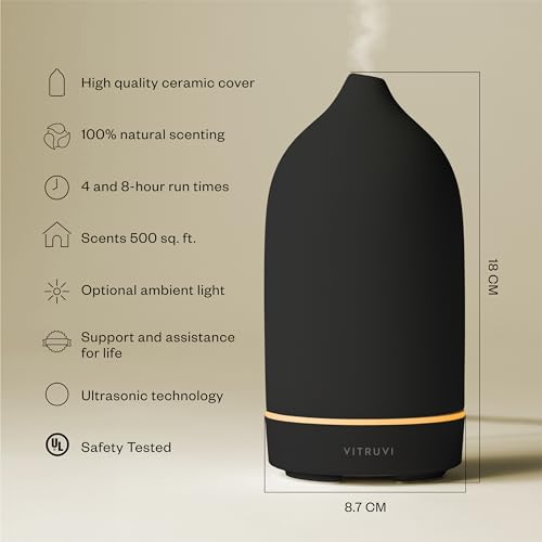 Vitruvi Stone Diffuser, Ceramic Ultrasonic Essential Oil Diffuser for Aromatherapy | Ceramic Diffuser, Diffusers for Home,...