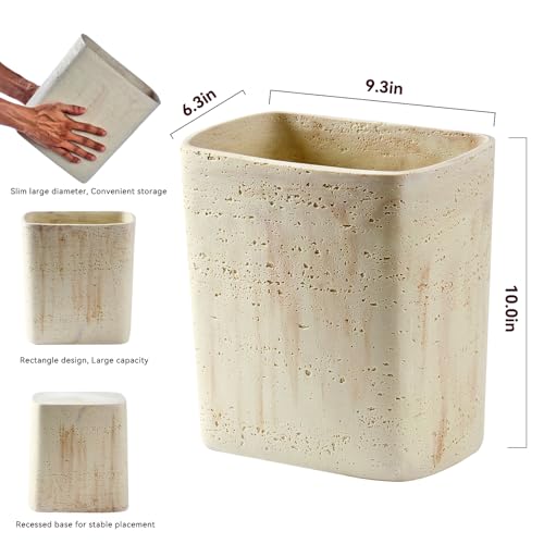 Polytree Natural Travertine Textures Bathroom Trash Can 1.8 Gallon(7 Liter) Small Kitchen Garbage Can,Living Room Bedroom ...
