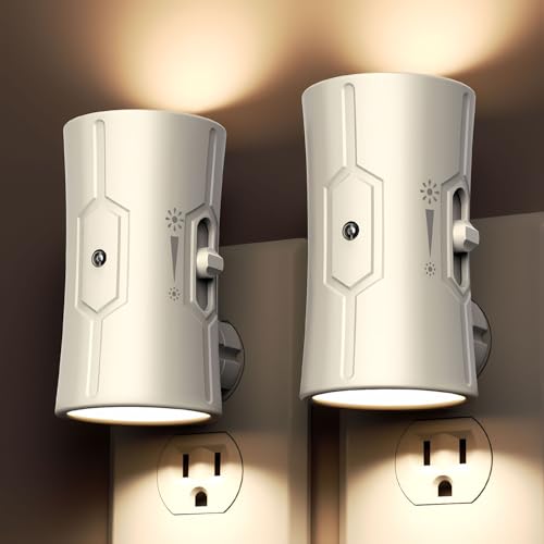 fesnne Night Light, LED Night Lights Plug into Wall, [2 Pack] Warm White 3000K, 0-100LM Adjustable Brightness Light Sensor...