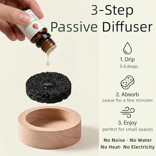 CUIYAKI 4Pcs Small Passive Lava Rock Diffuser for Essential Oils Great for Decorating at Desk, Office or Car