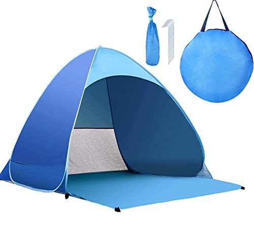 Pop Up Beach Tent – for 3-4 Person UPF 50+ UV Sun Protection Beach Shade Pop Up Sun Shelter with Carry Bag and Tent Stakes...