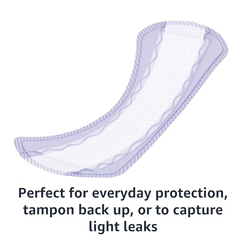 Amazon Basics Daily Pantiliner, Long Length, Feminine Pads for Women, Unscented, Comfortable Thin, 120 Count (3 Packs of 4...