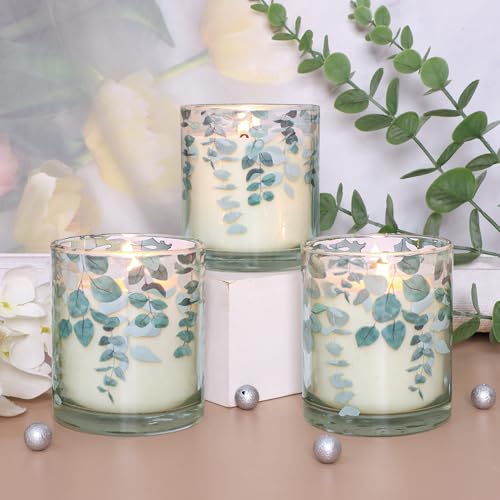3 Pack Candles for Home Scented Aromatherapy Candles Gifts Set Eucalyptus Scented Candle Long Lasting Greenery Decorative ...