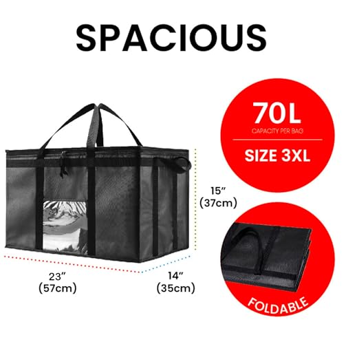 NZ home Insulated Bags for Food Delivery (3XL) Grocery Shopping Cooler Bag, Pizza Delivery, Hot & Cold Catering Tote, Reus...