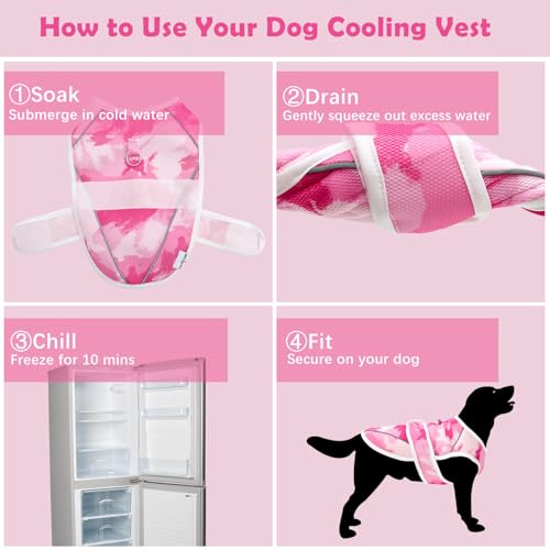UNIPUP Dog Cooling Vest – Lightweight Pet Cooling Shirt 3D Breathable Mesh, Reflective Strips & UV Protection for Walking,...