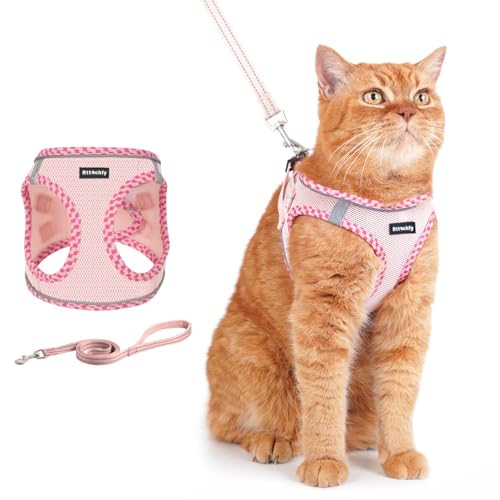 Rttochfy Cat Harness and Leash Set, Escape Proof Kitten Harness, Soft and Breathable Vest with Reflective Strip, Easy to W...