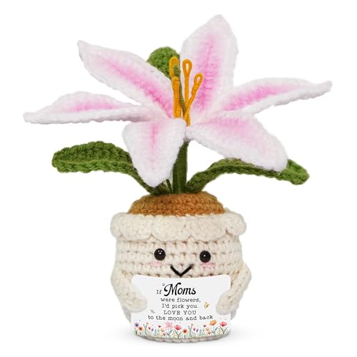 OASSIE Gifts for Mom - Emotional Support Crochet Lily Flower - Proud of You Motivational Positive Mothers Day Birthday Gif...