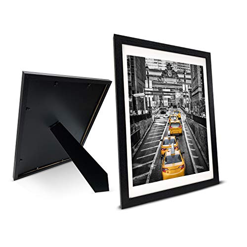 Finefrarm 12x16 Frames Display 11x14 Picture with Mat or 12 x 16 Photo Without Mats Black Picture Frames Wall Art for Livi...