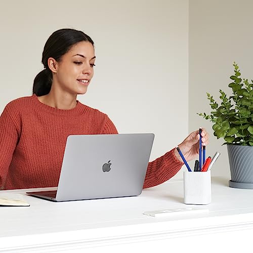 KIBAGA Aesthetic Pen Holder for Desk - Modern Concrete Pencil Holder - Cute and Functional Desk Organizer for Office Suppl...