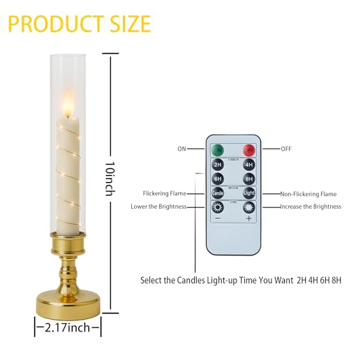 Prerish 6 PCS Flameless Candles with Timer, Flickering Flameless LED Pillar Candles for Romantic Ambiance with Embedded St...