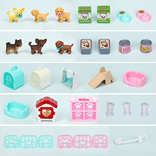 TQQFUN 32 PCS Dog Figures Play Set, Pet Care Center Pretend Play Set with Realistic Puppy Toys, Educational Gifts for Girl...
