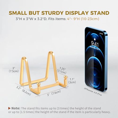Plate Holder Easel Display Stand - 3 inch Metal Plate Stands for Display - Tabletop Picture Stand - Gold Iron Easels for D...