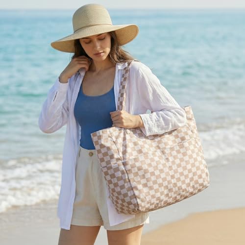 G4Free Beach Bag Waterproof Sandproof, Large Foldable Beach Tote with Zipper for Women, Pool Travel Swim Grocery Tote Bags